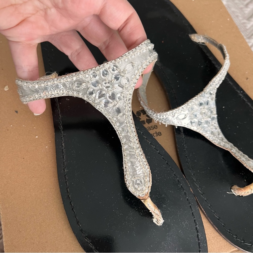 Silver Rhinestone Sandals - SIZE 9 - Picture 2 of 4